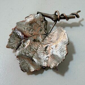 Vintage Table Art Silver Color Metal Leaf & Vine Nature Decor 4in